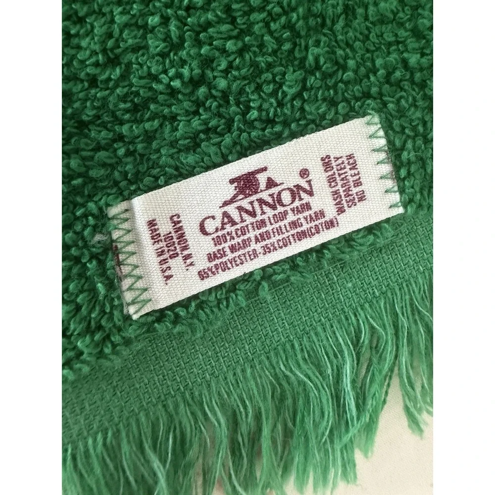 Two Vintage Cannon USA Embroidered Christmas Hand Towels Cotton Terry Fringe